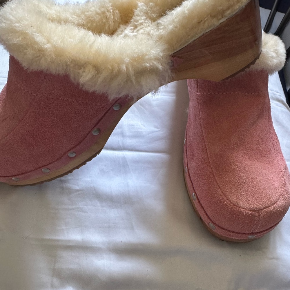 UGG Pink Suede Mules new